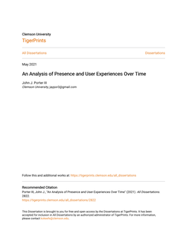 An Analysis of Presence and User Experiences Over Time