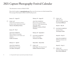 2021 Capture Photography Festival Calendar