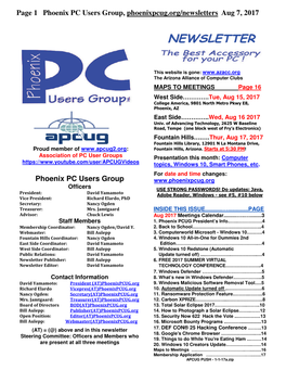 Phoenix PCUG Master August 2017.Wps