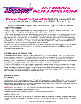 2017 Regional Rules & Regulations