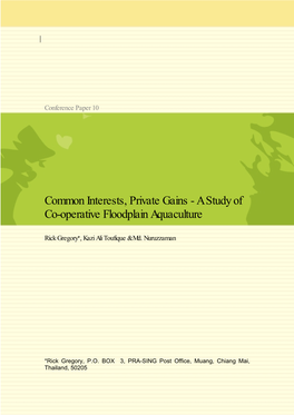 A Study of Co-Operative Floodplain Aquaculture