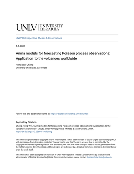 Arima Models for Forecasting Poisson Process Observations: Application to the Volcanoes Worldwide