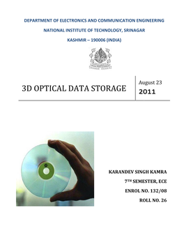 3D Optical Data Storage 2011