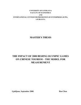 Master's Thesis the Impact of 2008 Beijing Olympic Games on Chinese