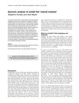 Genomic Analysis of Cichlid Fish 'Natural Mutants'