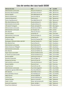 Lieu De Ventes Des Sacs Taxés SEOD