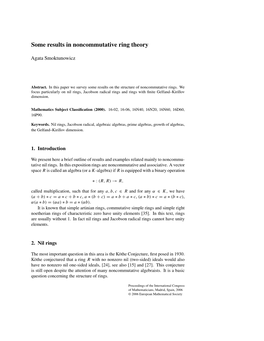 Some Results in Noncommutative Ring Theory