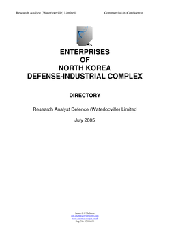 Enterprises of North Korea Defense-Industrial Complex