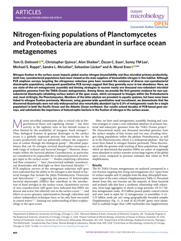 Nitrogen-Fixing Populations of Planctomycetes and Proteobacteria Are Abundant in Surface Ocean Metagenomes