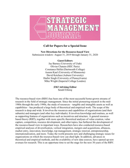 Call for Papers for a Special Issue