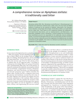 A Comprehensive Review on Nymphaea Stellata: a Traditionally Used Bitter