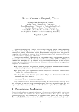 Recent Advances in Complexity Theory