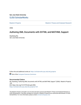 Authoring XML Documents with XHTML and MATHML Support