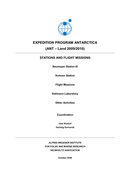EXPEDITION PROGRAM ANTARCTICA (ANT – Land 2009/2010)
