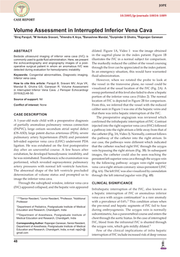 Volume Assessment in Interrupted Inferior Vena Cava 1Biraj Parajuli, 2M Venkata Sravani, 3Virendra K Arya, 4Banashree Mandal, 5Gurpinder S Ghotra, 6Rajarajan Ganesan