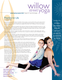 Willow Street Yoga Winter/Spring Session 2014 January 13 – May 18 (18 Weeks)