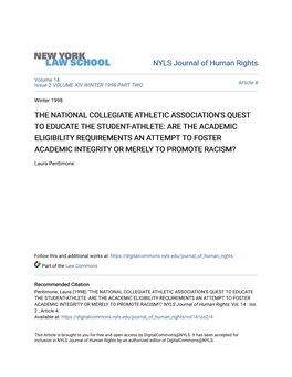 The National Collegiate Athletic Association's Quest to Educate The