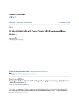 Synthetic Materials with Redox-Triggers for Imaging and Drug Delivery