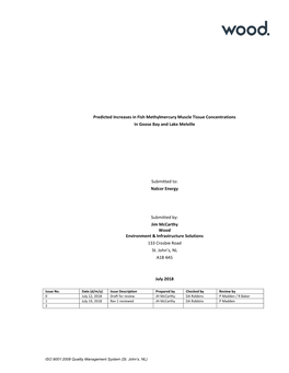 Predicted Increases in Fish Methylmercury Muscle Tissue Concentrations in Goose Bay and Lake Melville