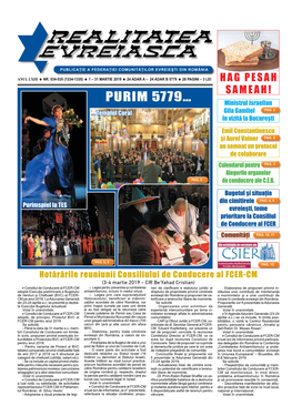 PURIM 5779… Ministrul Israelian PAG