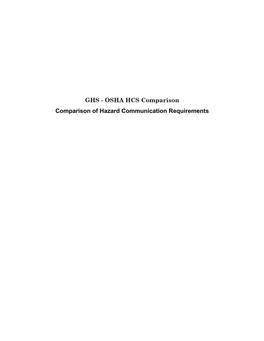 GHS - OSHA HCS Comparison Comparison of Hazard Communication Requirements