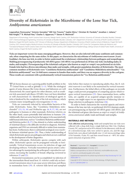 Diversity of Rickettsiales in the Microbiome of the Lone Star Tick, Amblyomma Americanum