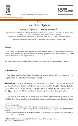 Free Stone Algebras