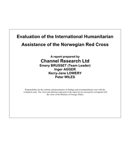 Evaluation of the International Humanitarian Assistance of the Norwegian Red Cross