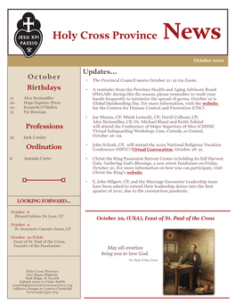 Holy Cross Province News