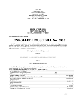 ENROLLED HOUSE BILL No. 5396