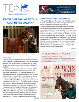 Tdn Europe • Page 2 of 16 • Thetdn.Com Tuesday • 20 October 2020