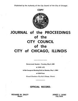 JOURNAL of the PROCEEDINGS Ofthe CITY COUNCIL of the CITY of CHICAGO, ILLINOIS