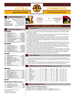 Loyola Ramblers @Ramblersmbb 2017-18 Game Notes