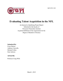 Evaluating Talent Acquisition in the NFL