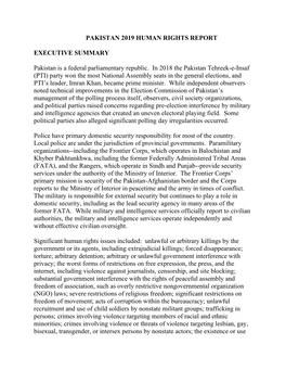 Pakistan 2019 Human Rights Report