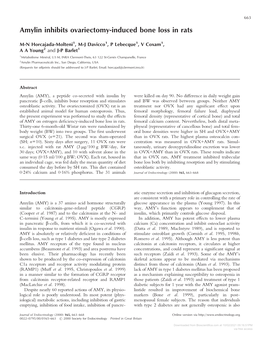 Amylin Inhibits Ovariectomy-Induced Bone Loss in Rats