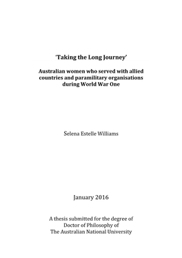 'Taking the Long Journey' January 2016