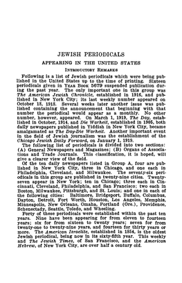 Jewish Periodicals