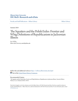 The Squatters and the Polish Exiles Frontier and Whig Definitions of Republicanism in Jacksonian Illinois