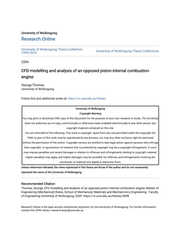 CFD Modelling and Analysis of an Opposed Piston Internal Combustion Engine