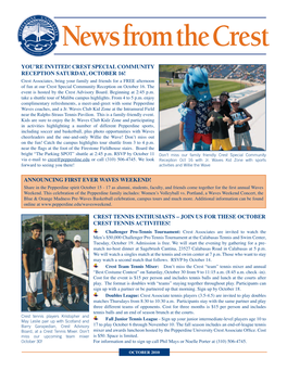 News from the Crest (October 2010)