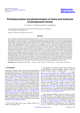 Photodissociation and Photoionisation of Atoms and Molecules of Astrophysical Interest A