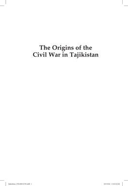 The Origins of the Civil War in Tajikistan