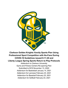 Clarkson Golden Knights Varsity Sports Plan