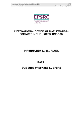 International Review of Mathematical Sciences in the UK