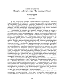 Visions of Cinema: Thoughts on Developing a Film Industry in Guam