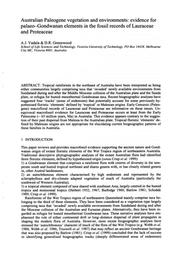 Australian Paleogene Vegetation and Environments: Evidence for Palaeo