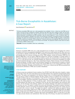 Tick-Borne Encephalitis in Kazakhstan: a Case Report