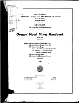 Oregon, Metal Mines Handbook by Te Staff