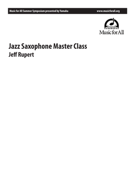 Jazz Saxophone Master Class Jeff Rupert